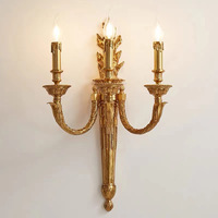 Lampe murale de luxe de style français, vintage européen, entièrement en cuivre, pour salon, salle à manger, chambre à coucher, hall d'entrée, lampe à bougie en laiton