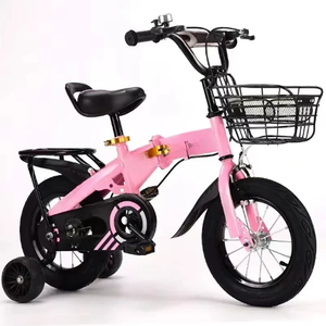 Vélo pliable pour enfants Cadre en acier 2-5 <span class=keywords><strong>ans</strong></span> Garçons Filles Ligne de frein Panier en plastique Roues d'entraînement Selle réglable <span class=keywords><strong>Cadeau</strong></span> - Product Image 4