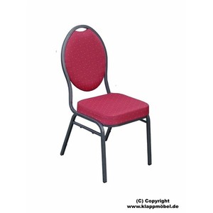 Sedia impilabile Hammerschlag, tessuto rosso con punti dorati - Product Image 1