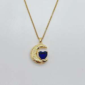 Haute qualité plaqué or CZ croissant de lune collier bijoux coloré coeur Zircon lune pendentif collier pour les femmes - Product Image 4