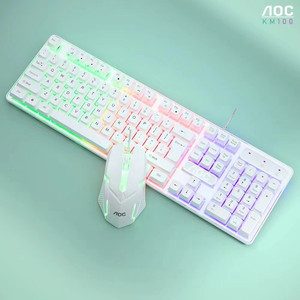 AOC KM100 <b>Wired</b> <b>Keyboard</b> Mouse Combo 104 Keys RGB Backlit Mechanical Feel Gaming Set - Product Image 3
