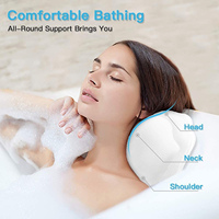 Coussin de bain CF blanc en maille 3D respirante avec soutien profilé pour la tête, le cou et les épaules, huit ventouses, séchage rapide et crochet de suspension