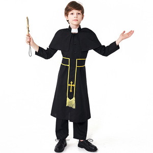 Deluxe <span class=keywords><strong>padrino</strong></span> prete Costume medievale per ragazzi festa di Halloween vestito Cosplay per bambini - Product Image 5