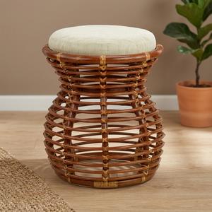 Modern Rattan Bent Birch Wood Stool with Aluminum Frame-Eco-Friendly Waterproof Comfortable Portable Outdoor Furniture - Product Image 2