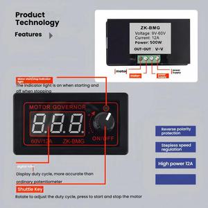 Controlador de velocidad del <span class=keywords><strong>Motor</strong></span> de CC <span class=keywords><strong>PWM</strong></span> de alta potencia 500W 9-60V 12A oscurecimiento del codificador para ventiladores componentes electrónicos de motores industriales - Product Image 4