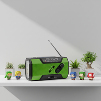 Nieuwe design AM/FM/NOAA weerradio met klok, 3 LED zaklamp, handkruk, noodtelefoon, zonne-/USB-oplader, speaker, geschikt voor buitengebruik