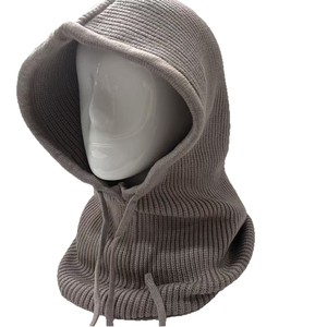 Wool Blend Hooded Hat Off White Unisex Warm Neck Protection Foldable Autumn <b>Winter</b> <b>Cap</b> - Product Image 5