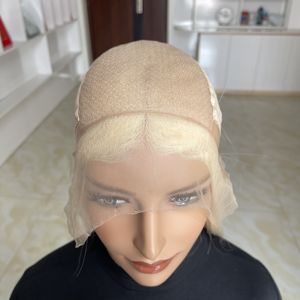 European Human Hair <b>Wig</b> Blonde #60 Invisible Lace Hairline 5X5 Silk Top Weft Medical <b>Wig</b> Wholesale Factory Ready to Ship - Product Image 3