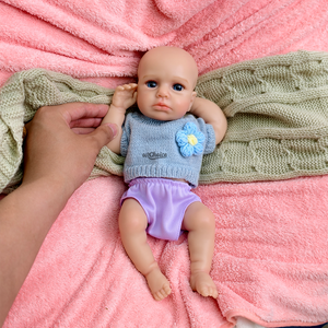 Muñeca de bebé Reborn de ojos azules grandes de 12 pulgadas, piel pintada en 3D, muñeca de niña de moda de silicona inocente recién nacido - Product Image 2