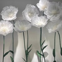 Fleurs artificielles faites à la main, décoration de stand, fleurs géantes en papier organza pour mariage, Noël, remise de diplôme