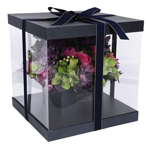 Bouquet packaging Korean square transparent holding flower box Gift bouquet packaging box Flower gift box