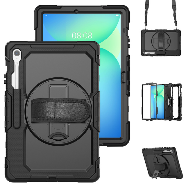 360 Rotation Hand Strap Kickstand Heavy Duty Shockproof Rugged Silicone PC Tablet Case for Samsung Tab S10 FE+ Plus 13.1 X620