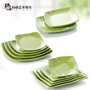 Plato Cuadrado de Melamina de 10-10.9cm, Plato Resistente para Servir Comida en Hoteles con Diseño Floral - Product Image 2