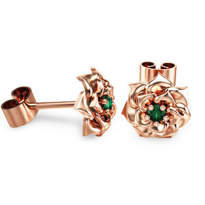 Boucles d'oreilles clous Fleur Dorée en Or Massif 18K avec Diamant Rond Sertie Griffe, Bijoux Fins Romantiques pour Femme au Quotidien - Product Image 5