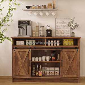 Mobile Bar Bar Buffet fattoria con contenitore, porta scorrevole del fienile, armadio da cucina alto armadio Credenza - Product Image 1