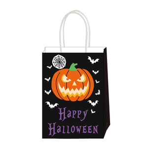 Sac cadeau d'Halloween, sac à main pour bonbons et collations, décoration de fête, chauve-souris noire, orange, violette, portable - Product Image 4