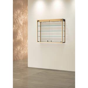 Vitrina de Exhibición de Pared de Hierro 95x25x80cm Bronce con Luces LED para Uso Comercial - Product Image 1