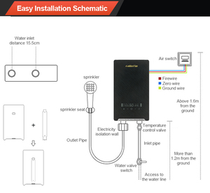 Chauffe-eau électrique instantané intelligent mural 220V 12KW à économie d'énergie pour unité locative - Product Image 6