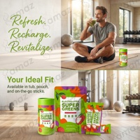 Poudre d'électrolytes Super Greens Amaz OEM avec spiruline, herbe de blé, complexe d'électrolytes pour l'hydratation, l'énergie, la détoxification et le soutien immunitaire