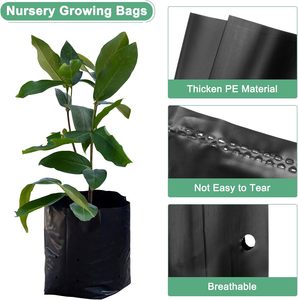 Lot de 50 sacs de culture pour pépinière noirs de 9,4 po x 10,6 po, épaisseur 0,5 mm, durables, respirants, écologiques, en plastique pour <span class=keywords><strong>jardinage</strong></span> et semis - Product Image 2