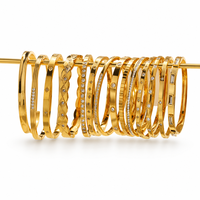Nouvelle Collection 2024 : Ensemble de Bracelets Joncs Ouverts en Acier Inoxydable Plaqué Or 18K, Étanche, Minimaliste, avec Zircon en Forme de Cœur et Étoile