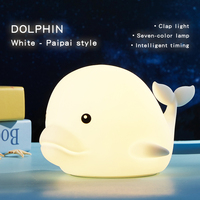 Veilleuse USB LED RGB en silicone souple en forme de dauphin Kawaii, sans BPA, sûre, pour chambre d'enfant, lampe de table décorative, cadeau pour enfants