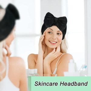 Bandeau de spa doux en polaire Carol avec joli nœud, élastique, pour le maquillage, le lavage du visage, les soins de la peau, les masques faciaux et la douche - Product Image 2