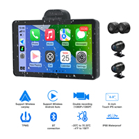 Écran de navigation GPS sans fil Carabc pour moto avec caméra de tableau de bord étanche IP68 de 6 pouces, affichage Android Auto pour moto