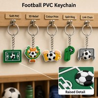 Großhandel Fußball PVC-Anhänger Bulk Benutzerdefiniertes Logo Sportfan-Taschenanhänger Souvenir Werbegeschenk OEM Schlüsselanhänger