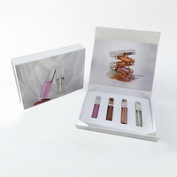 Ensemble d'emballages de luxe sur mesure pour gloss à lèvres blancs, boîte rigide pliable à fermeture magnétique avec insert personnalisé