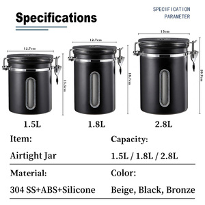 Barattolo per Alimenti in Acciaio Inox 304 con Logo Personalizzato, Ermetico con Finestra Trasparente, Regalo Promozionale, Contenitore <span class=keywords><strong>Sottovuoto</strong></span> per Caffè da Ufficio - Product Image 3