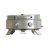 Barbecue Portable en acier inoxydable, 2 brûleurs de table, Barbecue de Camping, Propane, gril à gaz pliable