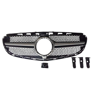 Mercedes-Benz E-Class W212 Front Grille Black Silver Single Bar Sport Style Bumper Grill With Clips - Product Image 1