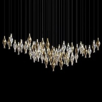 Luminaire suspendu personnalisé Firelux pour escalier d'hôtel de luxe, avec source lumineuse, en verre bleu doré