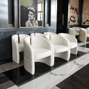 Silla de comedor artística de estilo de diseño simple y moderno, silla individual de gama alta de lujo MR Light para uso doméstico, tela para Villa Living - Product Image 1