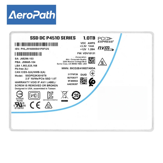 DC P4510 SSDPE2KX010T8 1TB NVME PCI-E SSD