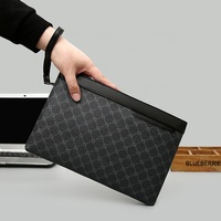Pochette pour homme de grande capacité, en cuir synthétique imperméable, pour le rangement de documents