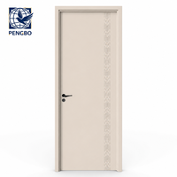 Porte intérieure décorative en MDF mélaminé doux, motif à points et lignes verticales, pour projets de bureaux et d'hôtels