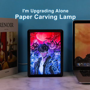 <span class=keywords><strong>Lampe</strong></span> <span class=keywords><strong>3D</strong></span> Anime en papier découpé Solo Leveling, boîte à ombre <span class=keywords><strong>LED</strong></span>, veilleuse alimentée par USB Type-C, cadeau créatif pour les fans, décoration de chambre - Product Image 2