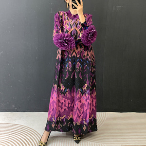 Vestidos plisados directos de fábrica para damas, elegantes, casuales, tallas grandes, vestidos maxi de fiesta para mujer, proveedor de ropa al por mayor - Product Image 3