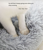 Lit pour chien en peluche longue et chaude pour l'hiver, cage pour chat, lit pour chat, lit rond, fournitures pour animaux de compagnie, coussin de lit, lit pour chat à carreaux