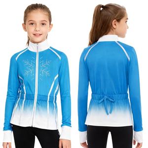 Veste de patinage artistique pour filles de 6 à 16 ans, sweat-shirt métallique à motif flocon de neige, vêtements d'extérieur pour spectacles, compétitions, séances d'entraînement - Product Image 2