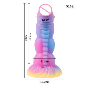 Dildo realistico fluorescente di colore misto di più forme di stimolazione anale in SILICONE per uomo donne coppia SM lesbica giocattolo del sesso - Product Image 4