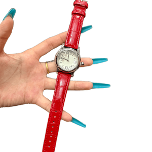 Reloj de Pulsera Clásico de Cuarzo Analógico Redondo con Correa de Cuero Genuino y Esfera Decorada con Cristales para Mujer, Clásico para Uso Diario - Product Image 5