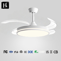 Ventilador de Techo con Lámpara de 42 Pulgadas, Invisible, Retráctil, Inteligente, con 3 Colores Atenuables, Ventilador de Techo con Luz