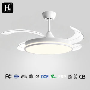 Ventilateur de plafond avec lustre 42 pouces, ventilateur de plafond rétractable invisible, ventilateur de plafond intelligent à 3 couleurs, variateur d'intensité lumineuse, Ventilador De Techo - Product Image 3