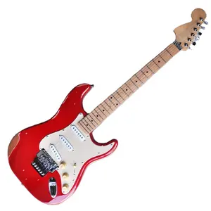Flyoung אדום st חשמלי גיטרה כלי נגינה גיטרה חשמלי הפוך Headstock 6 מיתרים