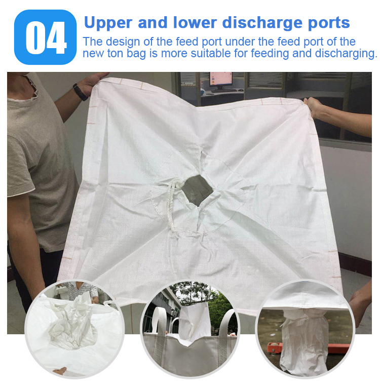 Flat Bottom Fibc Jumbo PP Bags Breathable 1 Ton For Firewood Construction Cement