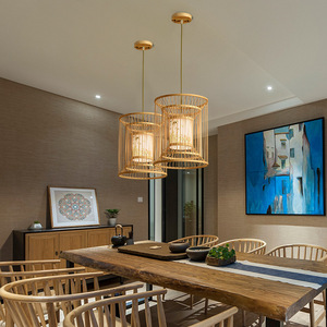 โคมไฟแขวนไม้ไผ่ทรงกลมแบบหลอดไส้เดี่ยว ตกแต่งบ้าน สำหรับห้องน้ำชา ร้านอาหาร บ้านพัก - Product Image 4