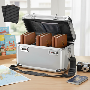 Étui de transport pour documents <span class=keywords><strong>avec</strong></span> serrure à code, boîte de rangement verrouillable pour médicaments, argent liquide, téléphone et objets de valeur, pour la maison, le bureau, l'école - Product Image 1